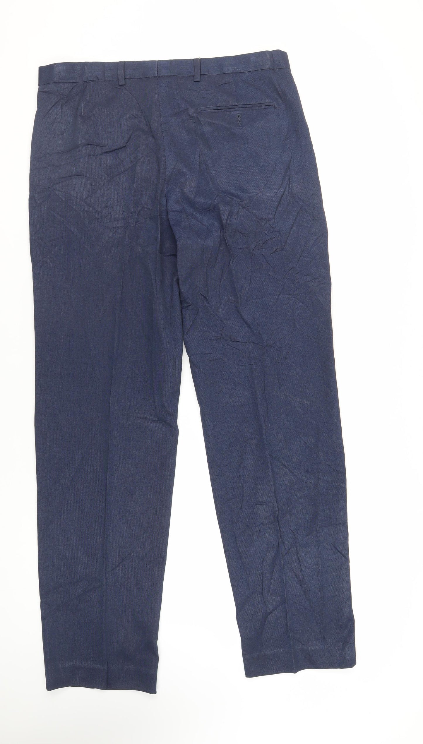 Marks and Spencer Mens Blue Polyester Dress Pants Trousers Size 36 in L33 in Regular Zip