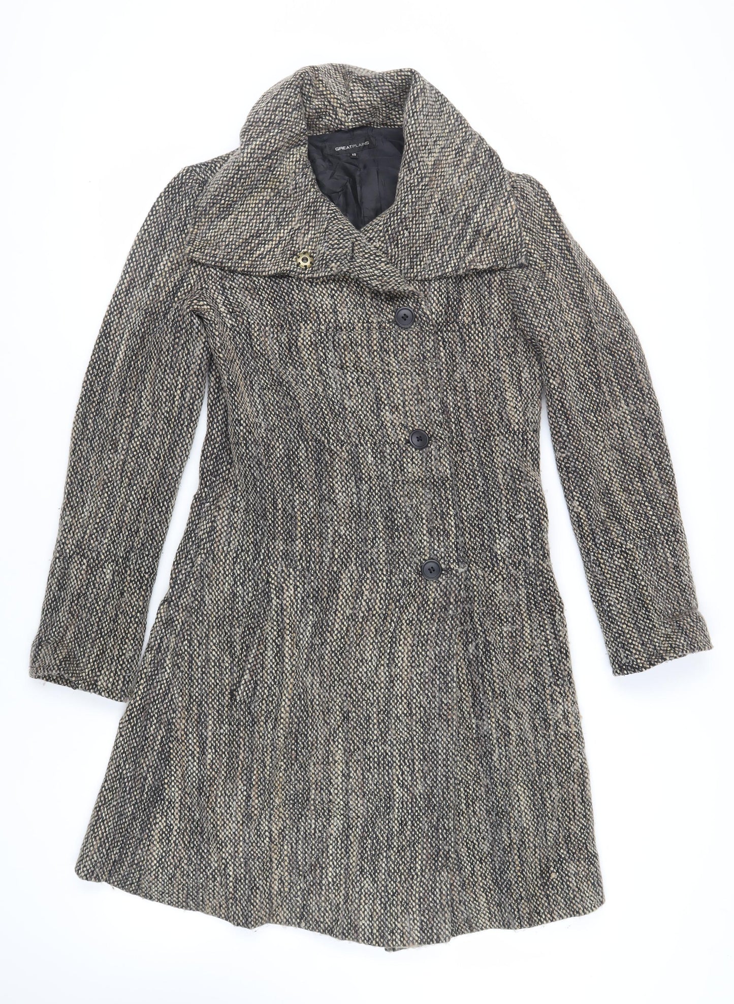 Great Plains London Womens Grey Overcoat Coat Size XS Button