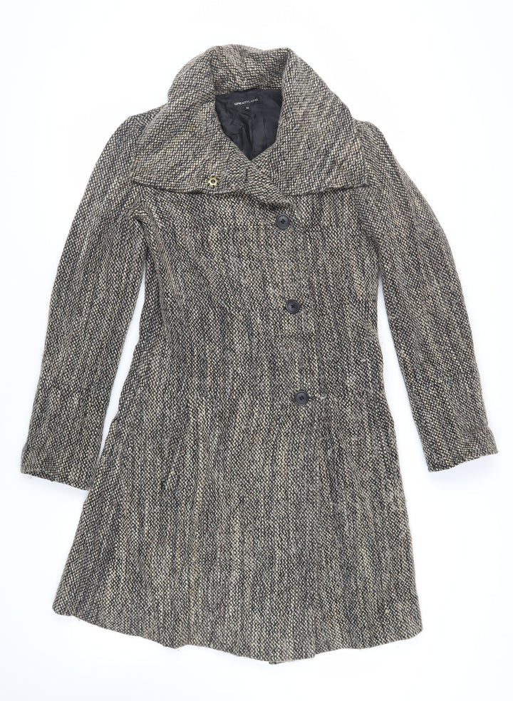 Great Plains London Womens Grey Overcoat Coat Size XS Button