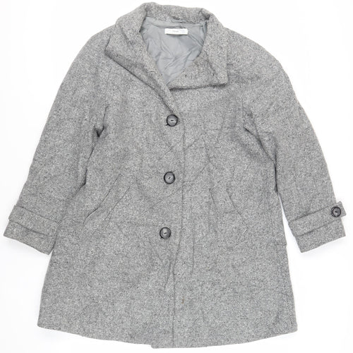 John Lewis Womens Grey Overcoat Coat Size 12 Button