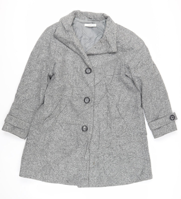 John Lewis Womens Grey Overcoat Coat Size 12 Button