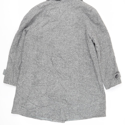 John Lewis Womens Grey Overcoat Coat Size 12 Button
