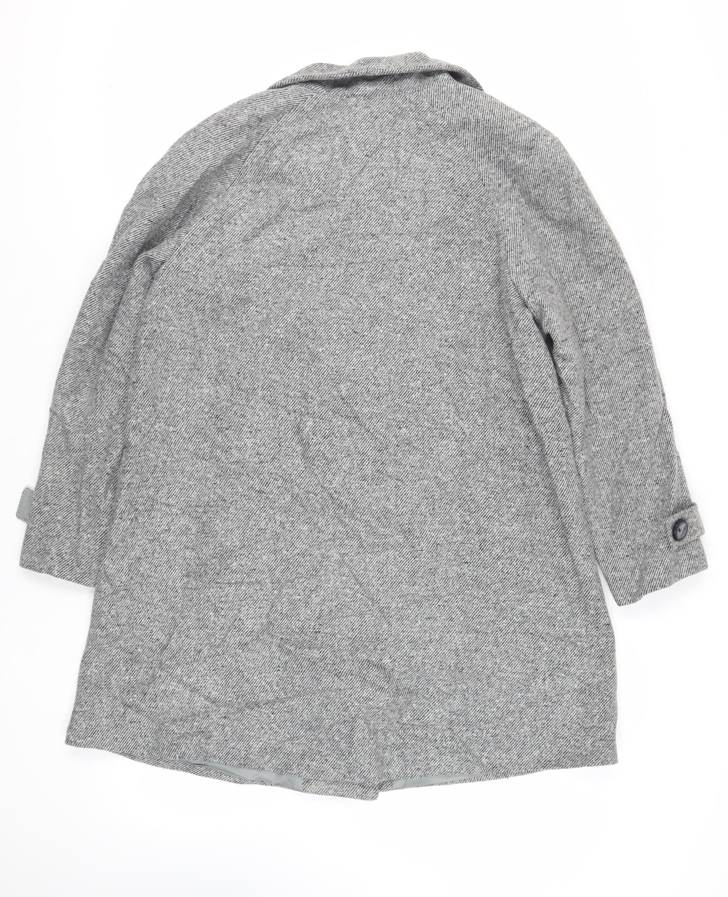 John Lewis Womens Grey Overcoat Coat Size 12 Button