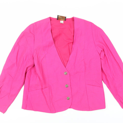 Kerena Womens Pink Jacket Blazer Size 14 Button - Vintage