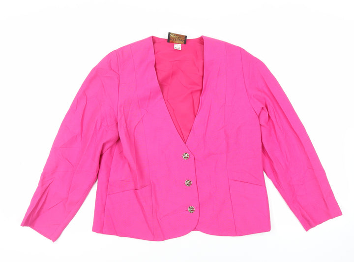 Kerena Womens Pink Jacket Blazer Size 14 Button - Vintage