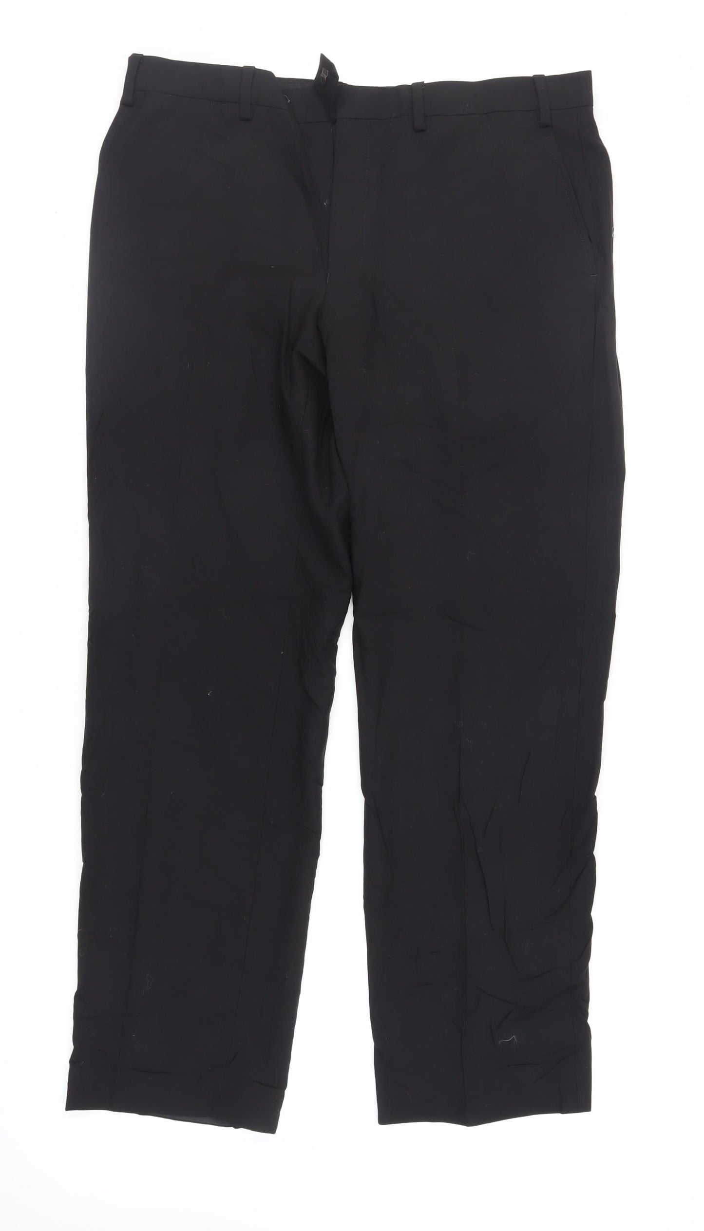Autograph Mens Black Wool Dress Pants Trousers Size 36 in L31 in Regular Zip