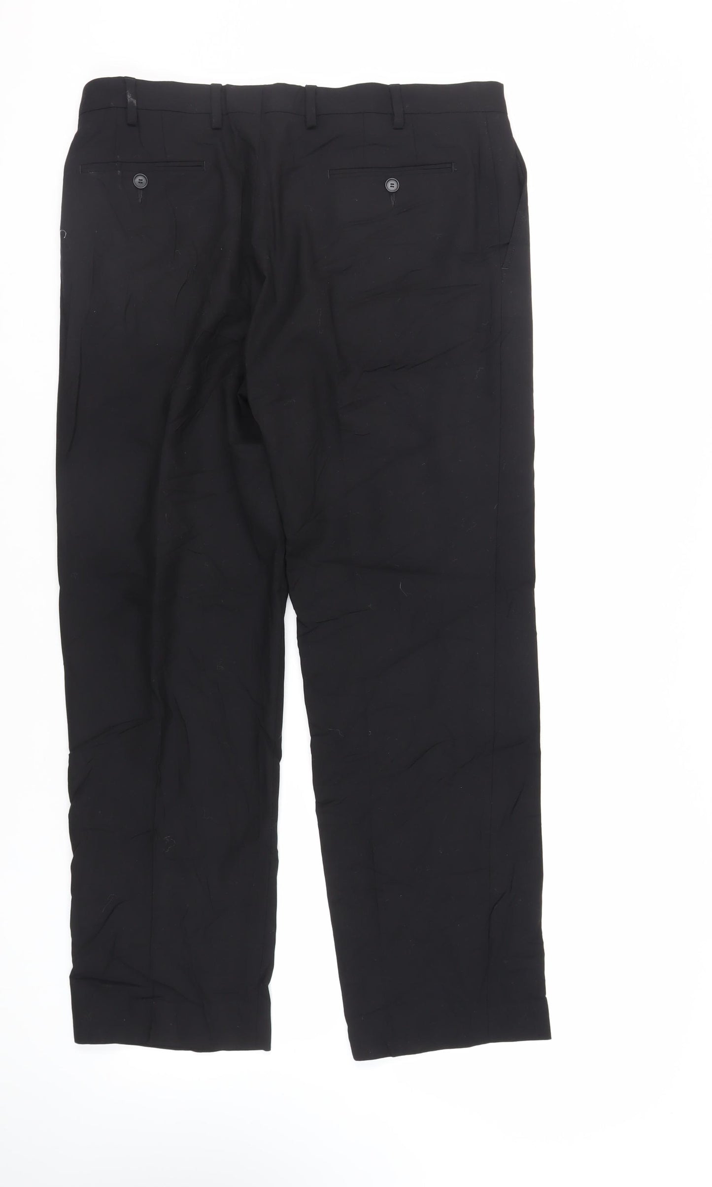 Autograph Mens Black Wool Dress Pants Trousers Size 36 in L31 in Regular Zip