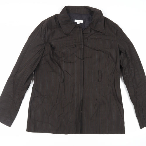 Topshop Womens Brown Striped Jacket Blazer Size 14 Button