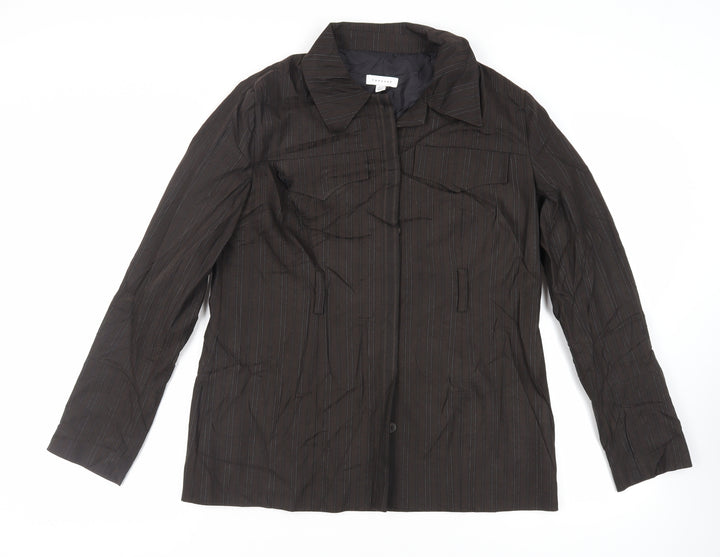 Topshop Womens Brown Striped Jacket Blazer Size 14 Button