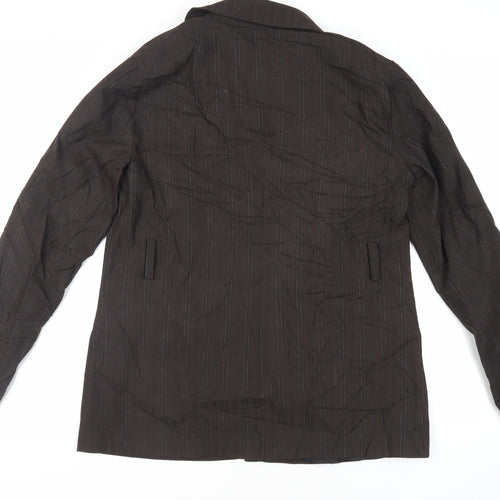 Topshop Womens Brown Striped Jacket Blazer Size 14 Button