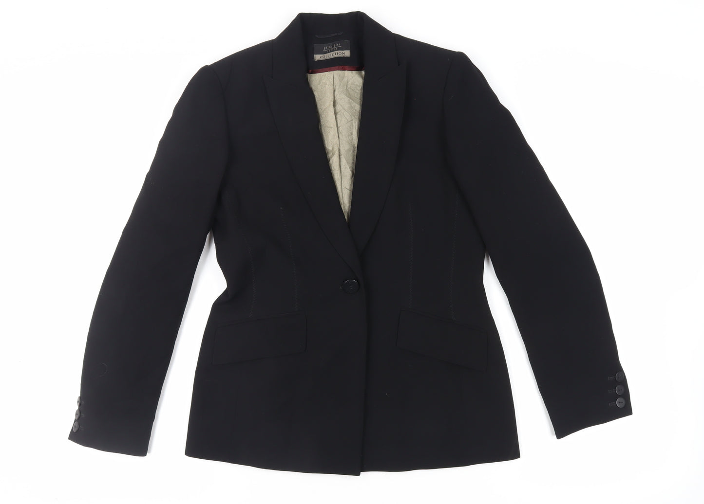 Principles Womens Black Jacket Blazer Size 8 Button