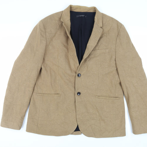 Zara Mens Brown Jacket Blazer Size 2XL Button