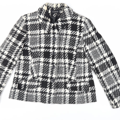 Vogue Womens Black Plaid Jacket Blazer Size 16 Button
