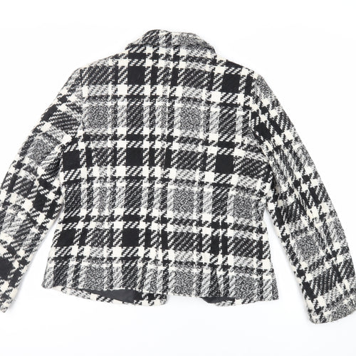 Vogue Womens Black Plaid Jacket Blazer Size 16 Button