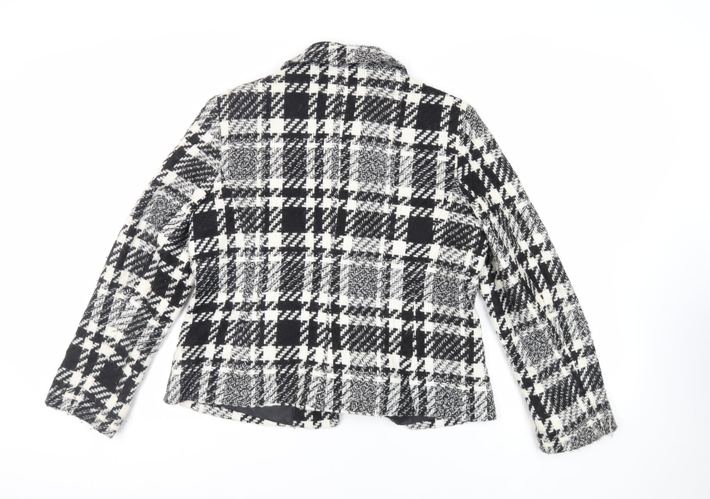 Vogue Womens Black Plaid Jacket Blazer Size 16 Button