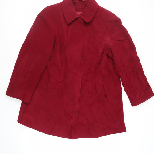 BHS Womens Red Overcoat Coat Size 16 Button
