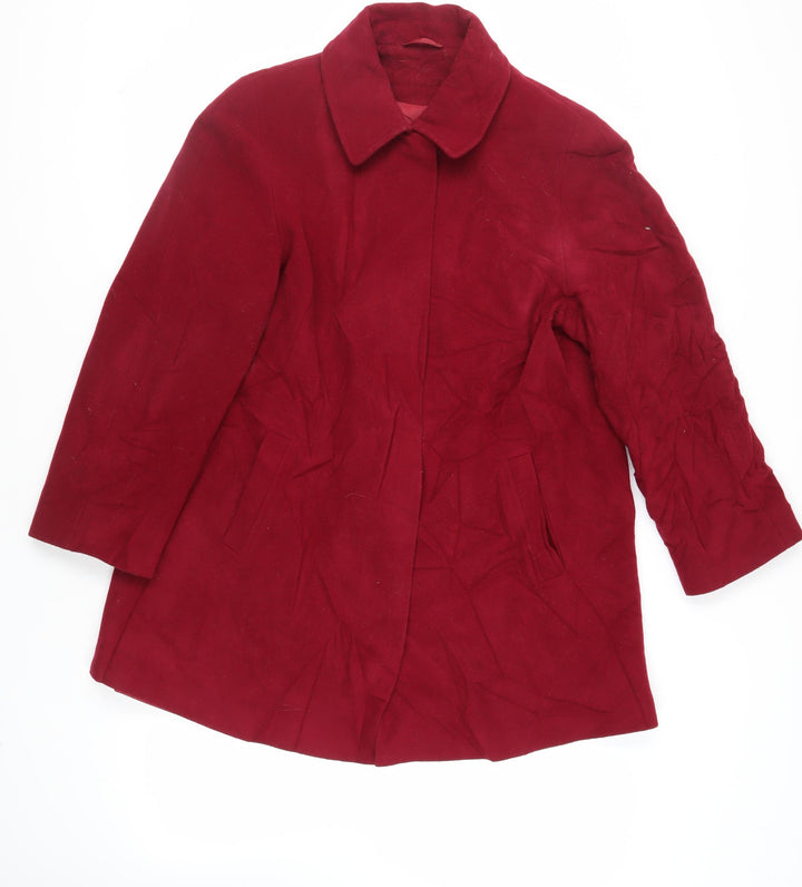 BHS Womens Red Overcoat Coat Size 16 Button