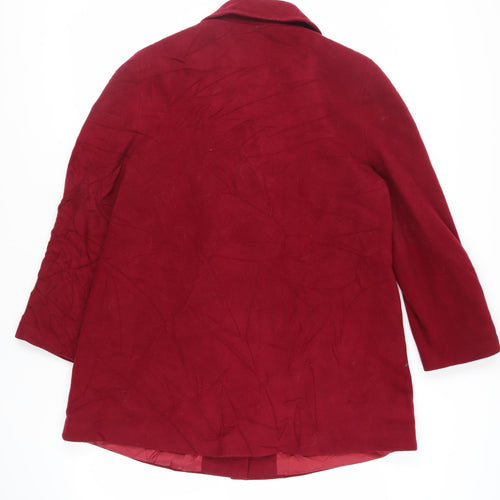 BHS Womens Red Overcoat Coat Size 16 Button