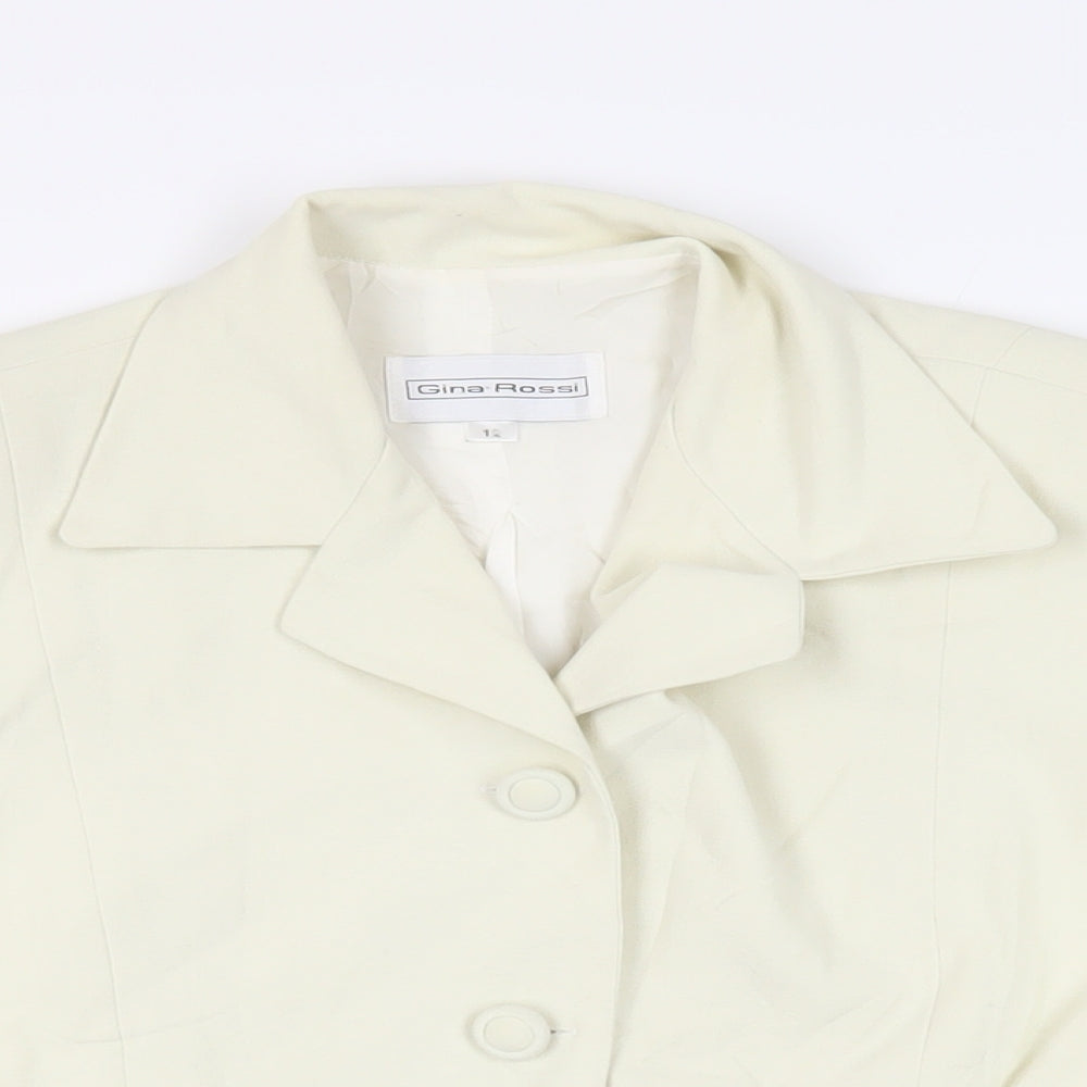 Gina Rossi Womens Ivory Jacket Blazer Size 12 Button