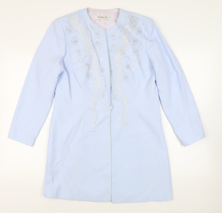 Condici Womens Blue Overcoat Coat Size 16 Button - Embroidered
