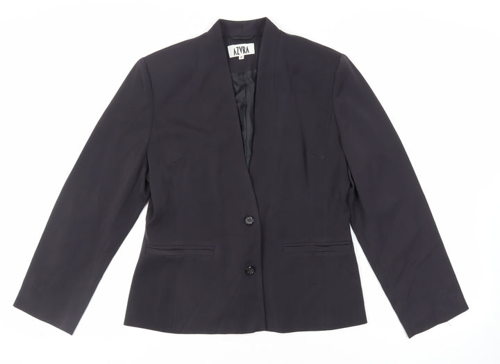AZVRA Womens Black Jacket Blazer Size 14 Button