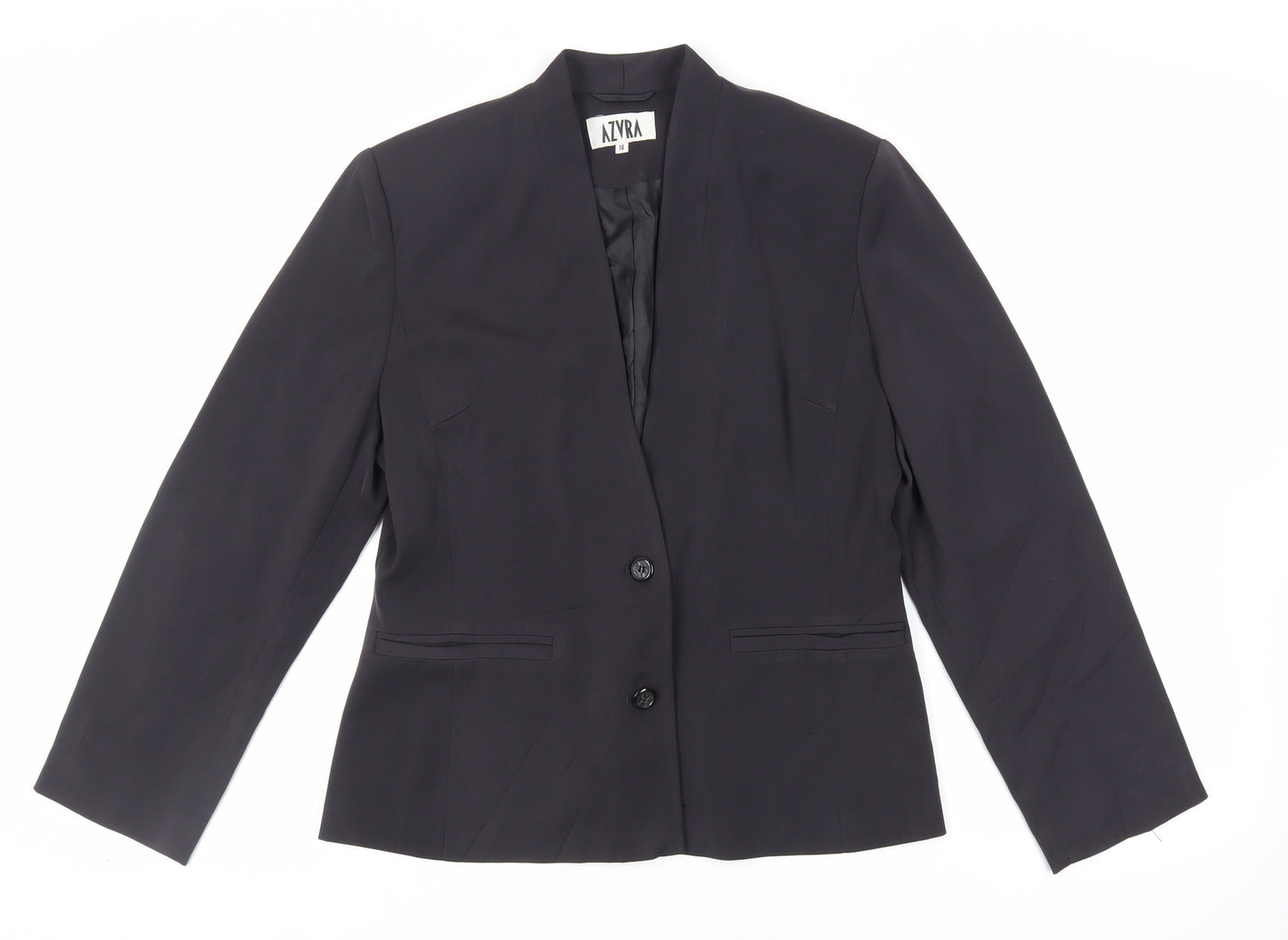 AZVRA Womens Black Jacket Blazer Size 14 Button