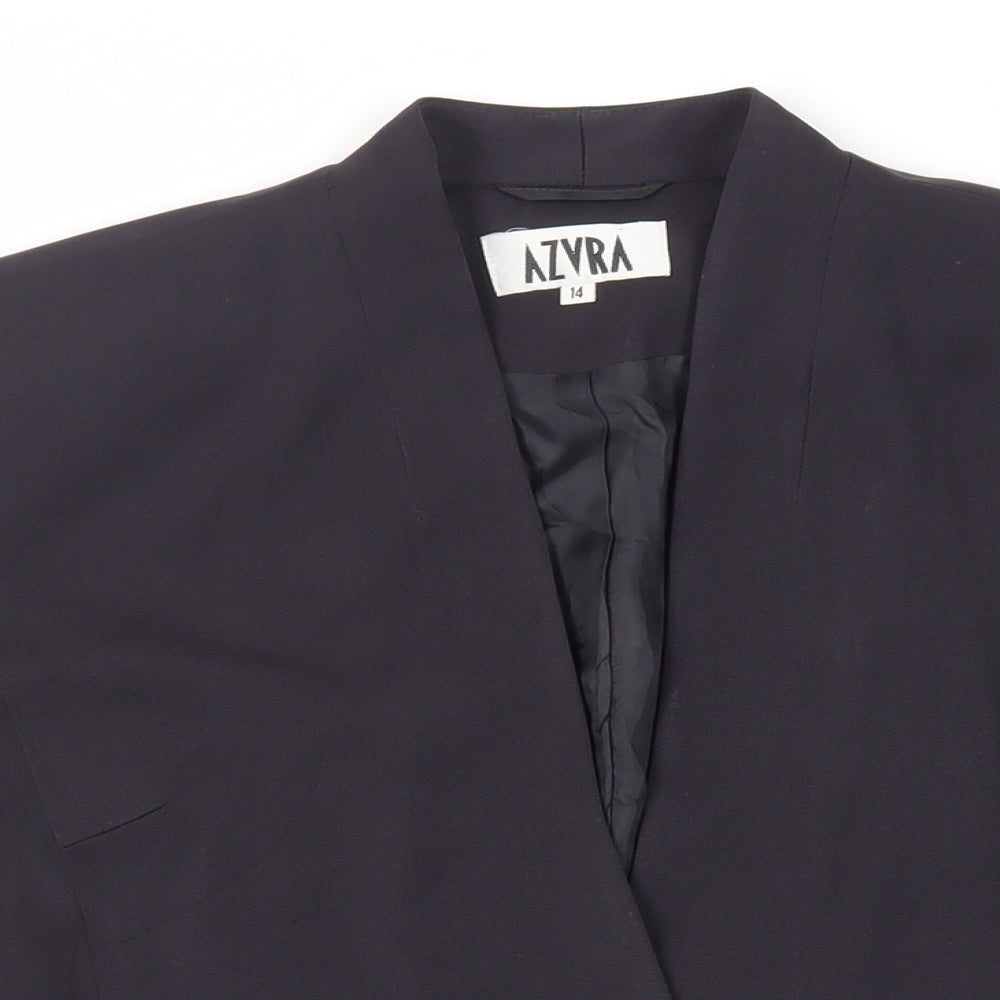AZVRA Womens Black Jacket Blazer Size 14 Button