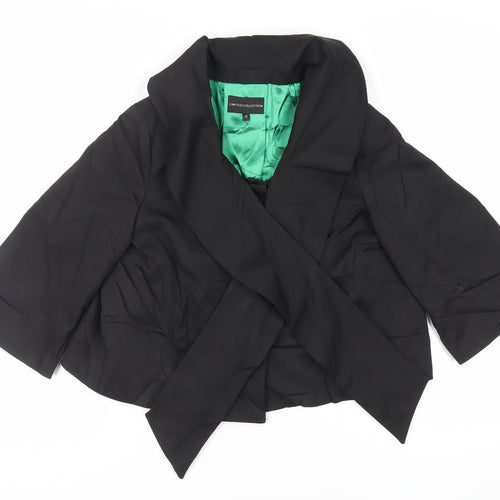 Marks and Spencer Womens Black Jacket Blazer Size 12 Snap - Neck Scarf
