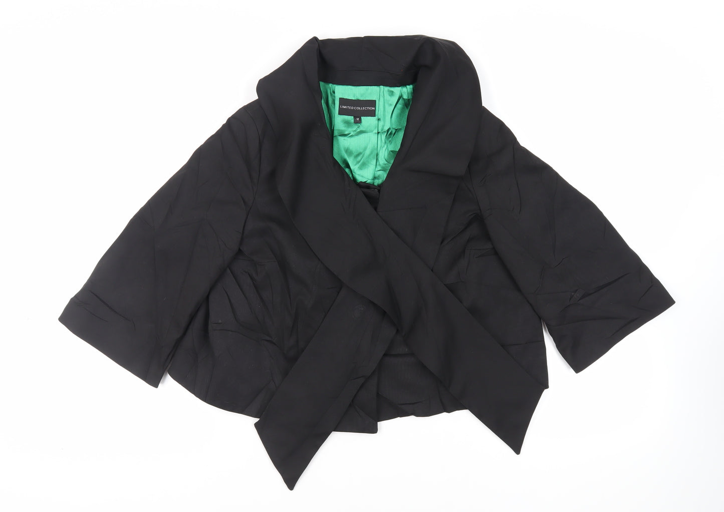 Marks and Spencer Womens Black Jacket Blazer Size 12 Snap - Neck Scarf