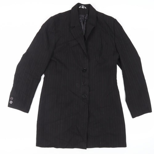 Klass Womens Black Striped Jacket Blazer Size 12 Button