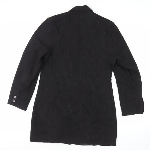 Klass Womens Black Striped Jacket Blazer Size 12 Button