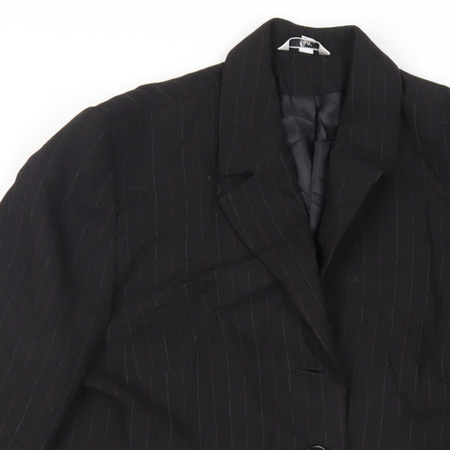 Klass Womens Black Striped Jacket Blazer Size 12 Button