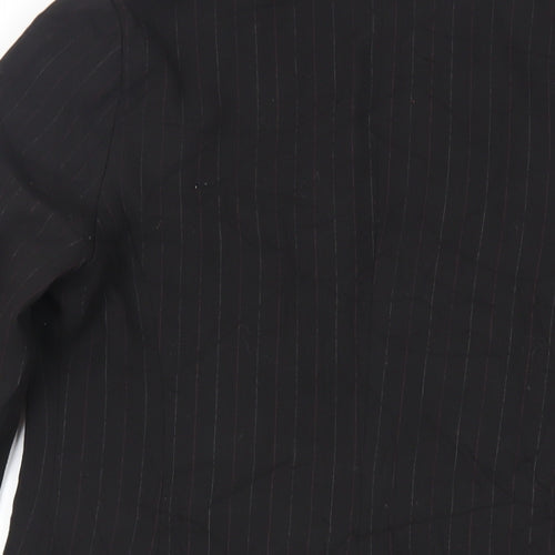 Klass Womens Black Striped Jacket Blazer Size 12 Button
