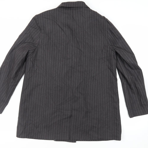 New Look Womens Grey Striped Jacket Blazer Size 16 Button