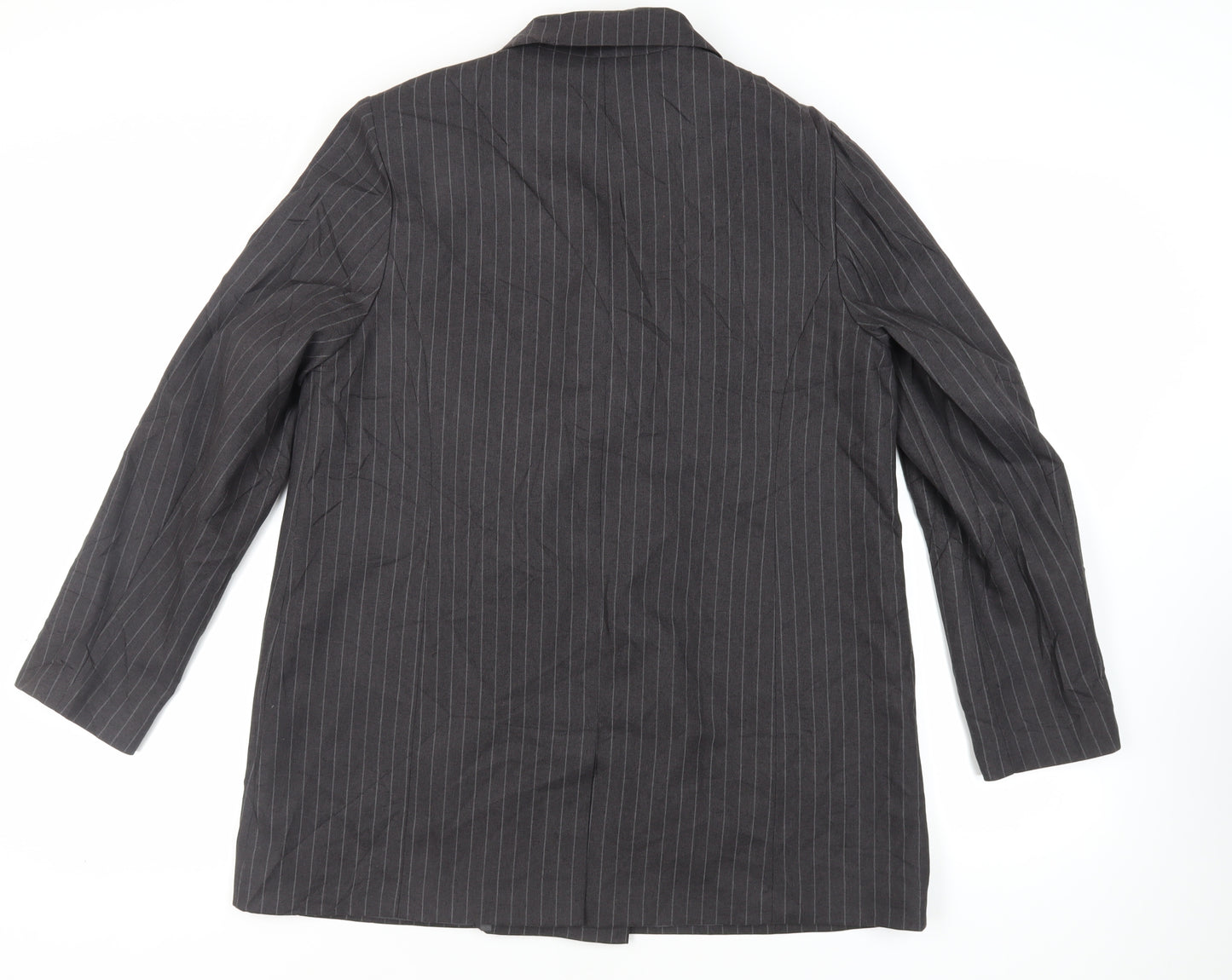 New Look Womens Grey Striped Jacket Blazer Size 16 Button