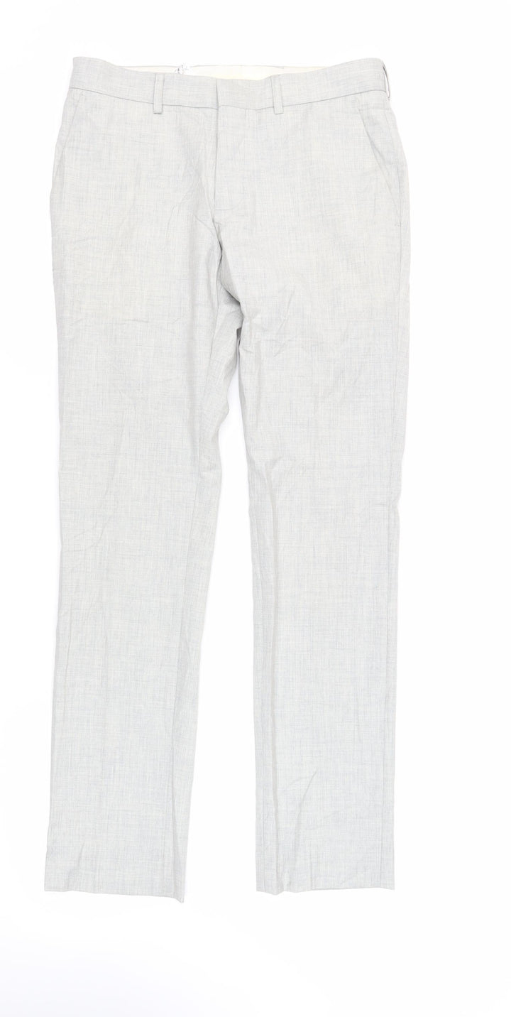 Topman Mens Grey Polyester Dress Pants Trousers Size 30 in L32 in Regular Zip