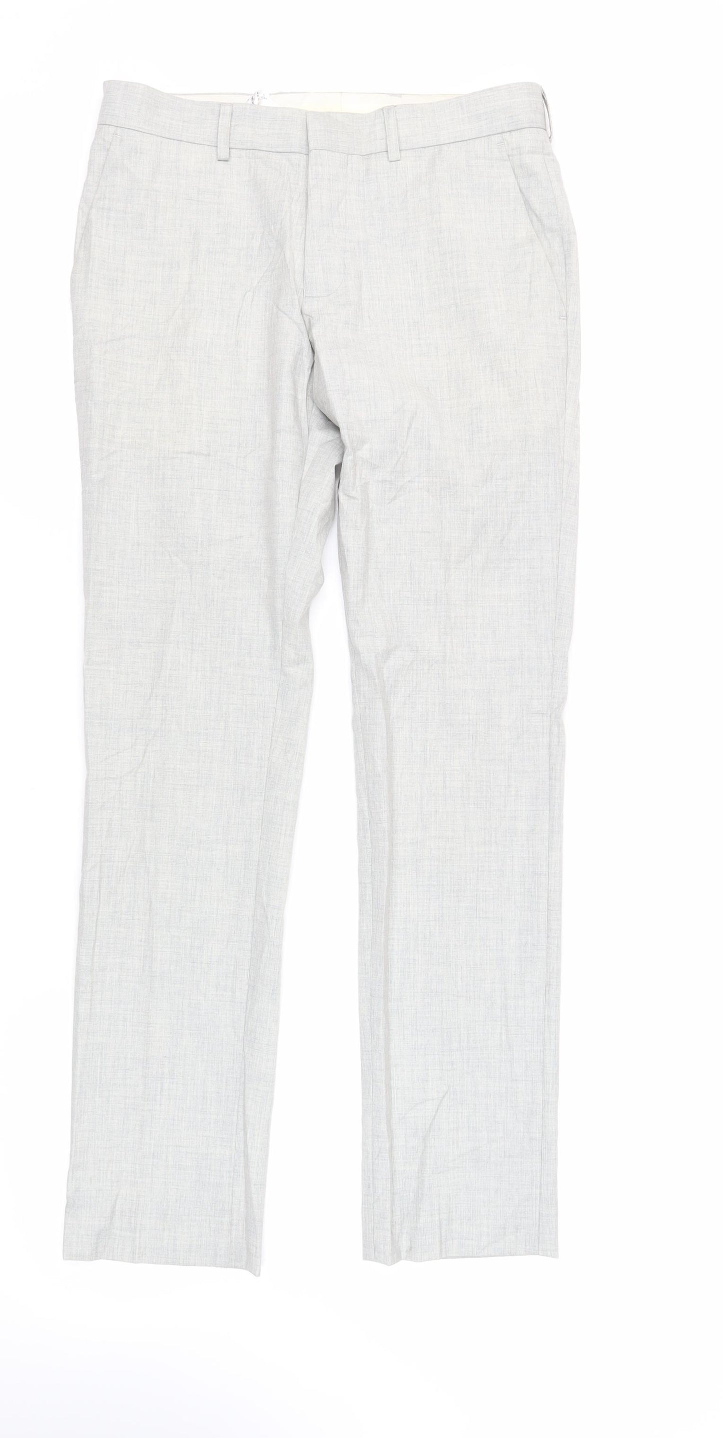 Topman Mens Grey Polyester Dress Pants Trousers Size 30 in L32 in Regular Zip