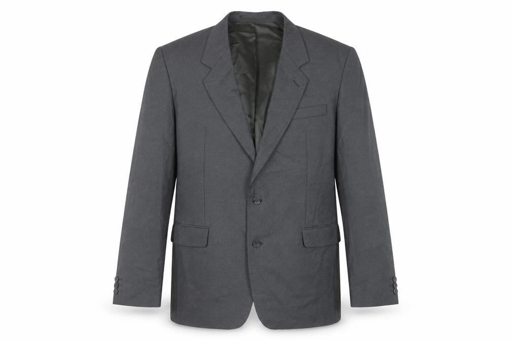 Front view of Varteks men’s grey polyester jacket suit jacket, size 44, regular