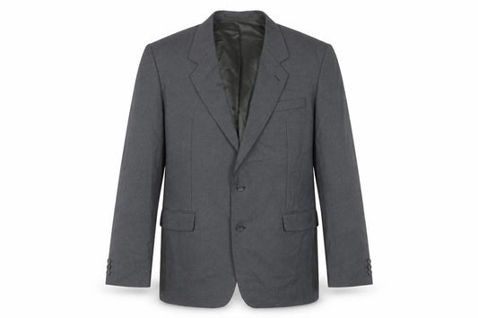 Front view of Varteks men’s grey polyester jacket suit jacket, size 44, regular