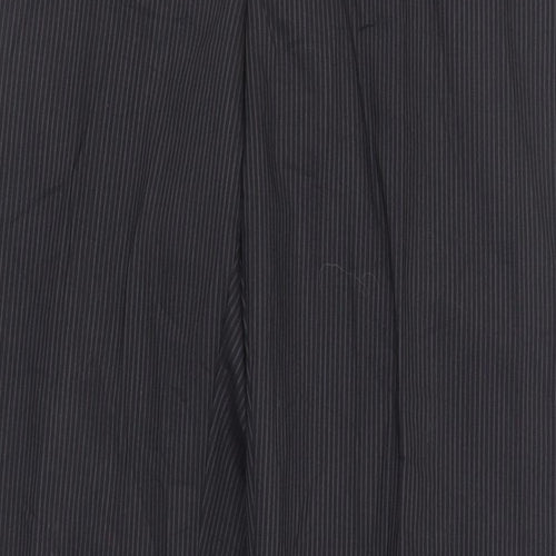 Marks and Spencer Mens Black Striped Wool Dress Pants Trousers Size 36 in L33 in Regular Zip