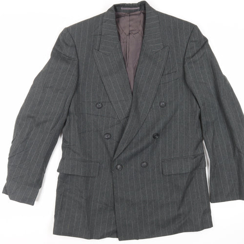 Varteks Mens Grey Striped Polyester Jacket Suit Jacket Size 40 Regular