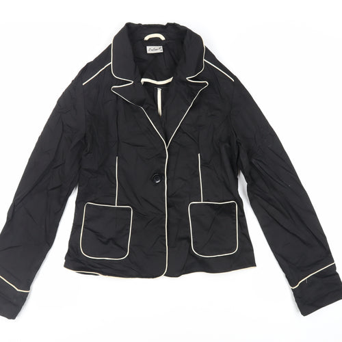 Select Womens Black Jacket Blazer Size 14 Button - Contrasting Trim