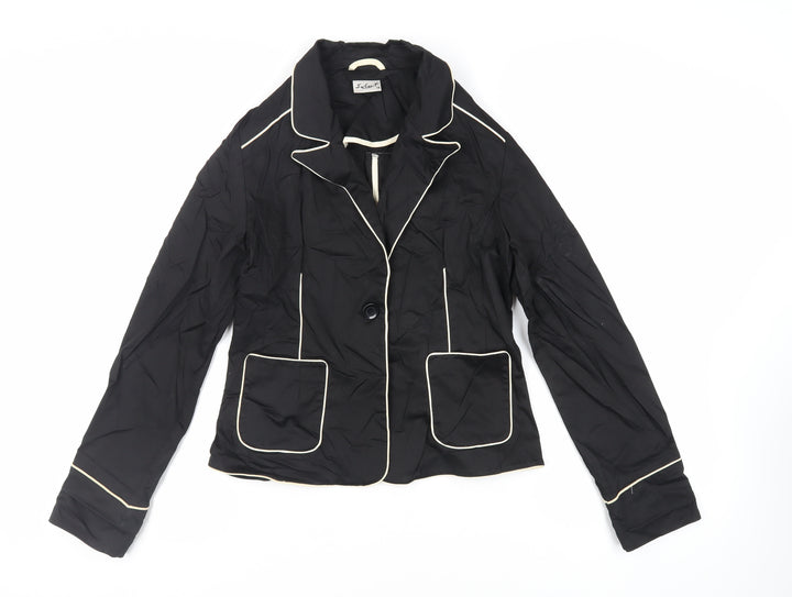 Select Womens Black Jacket Blazer Size 14 Button - Contrasting Trim
