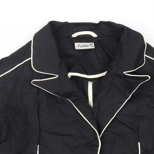 Select Womens Black Jacket Blazer Size 14 Button - Contrasting Trim