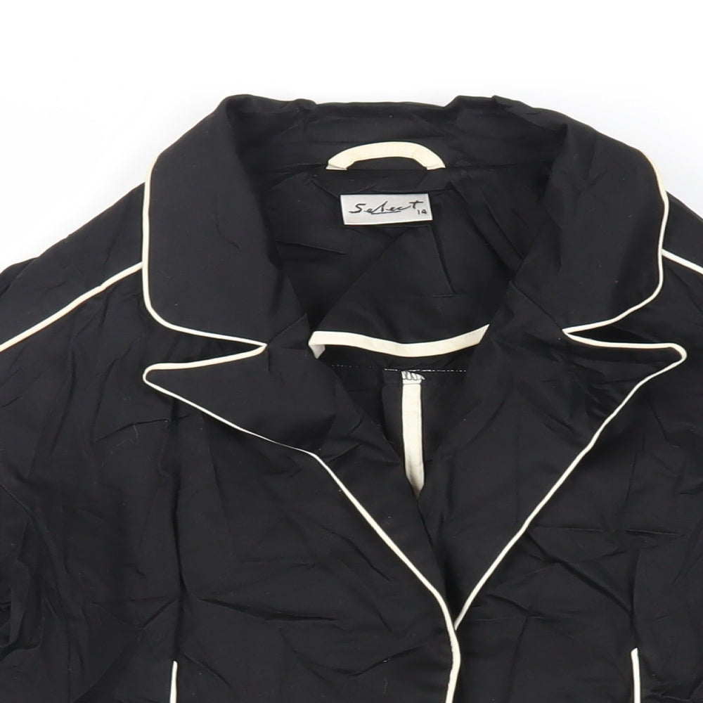 Select Womens Black Jacket Blazer Size 14 Button - Contrasting Trim
