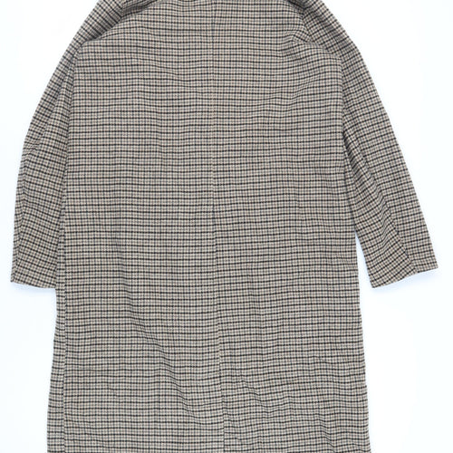 VILA Womens Brown Geometric Overcoat Coat Size 12 Button