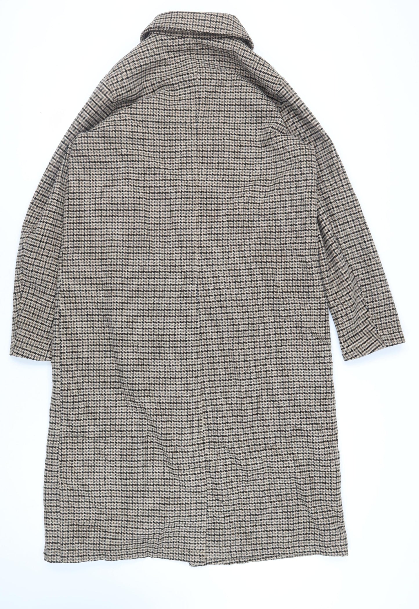 VILA Womens Brown Geometric Overcoat Coat Size 12 Button