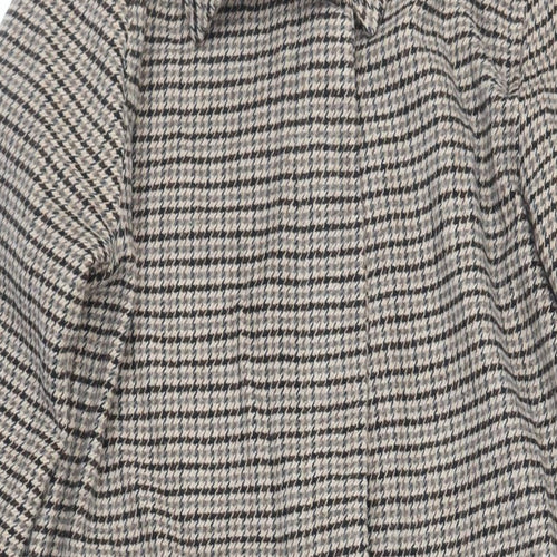 VILA Womens Brown Geometric Overcoat Coat Size 12 Button
