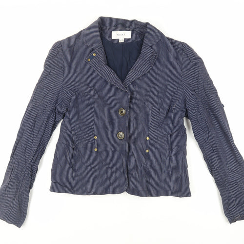 NEXT Womens Blue Striped Jacket Blazer Size 16 Button