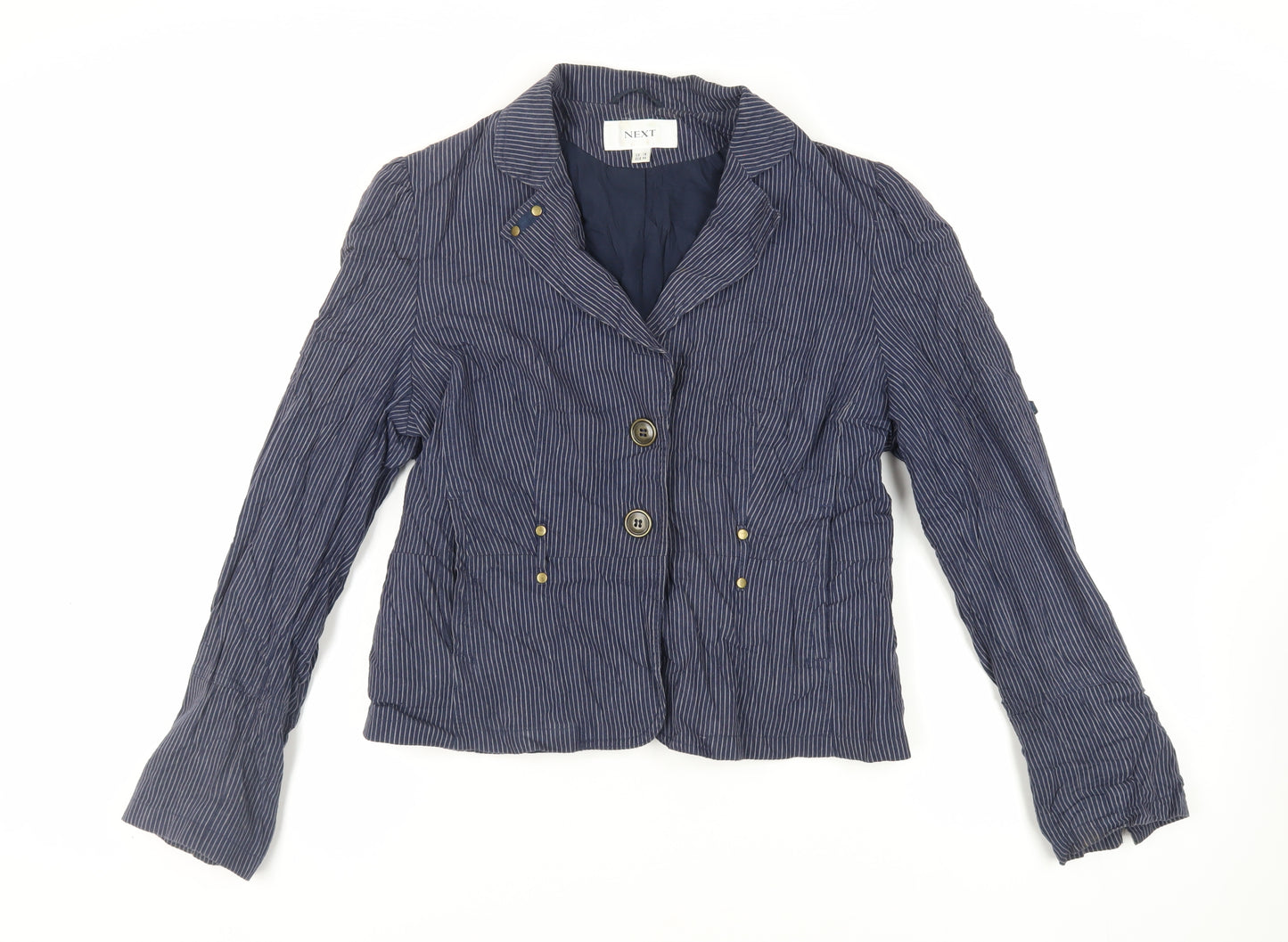 NEXT Womens Blue Striped Jacket Blazer Size 16 Button